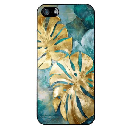 Gyönyörű kék aranyló levelek Art iPhone 5-5s-SE (2016) tok