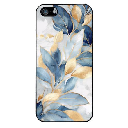 Gyönyörű kék és arany leveles Art iPhone 5-5s-SE (2016) tok