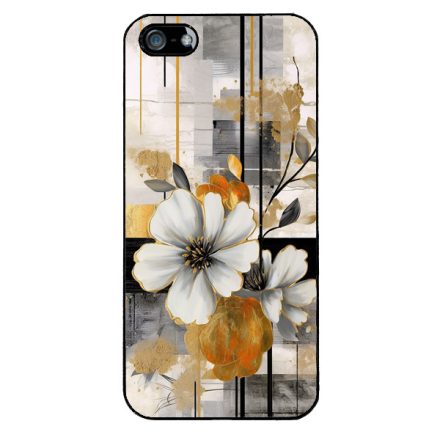 Különleges arany és fehér virágos absztrakt Art iPhone 5-5s-SE (2016) tok