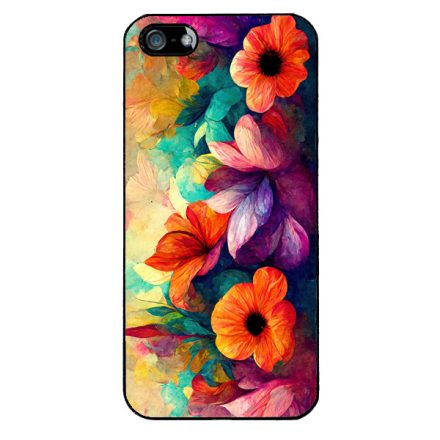 Festett hatású színes virágos Art iPhone 5-5s-SE (2016) tok