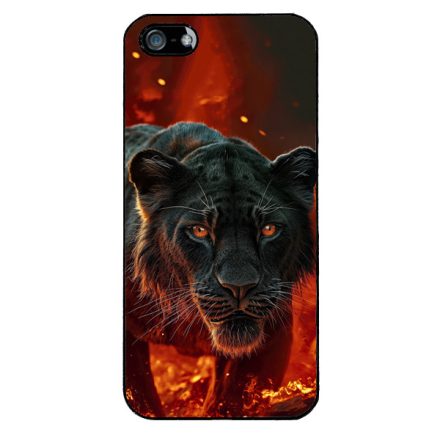 Fekete oroszlán iPhone 5-5s-SE (2016) tok
