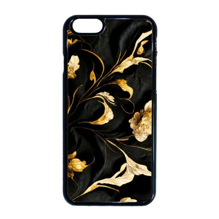 Szatén fekete-arany virág mintás Art iPhone 6-6s tok