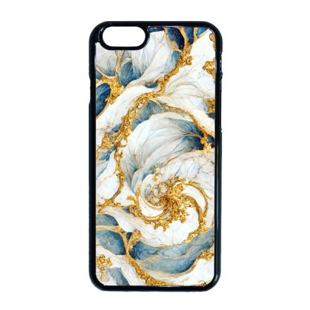 Örvénylő fehér-kék és arany márvány mintás iPhone 6-6s tok
