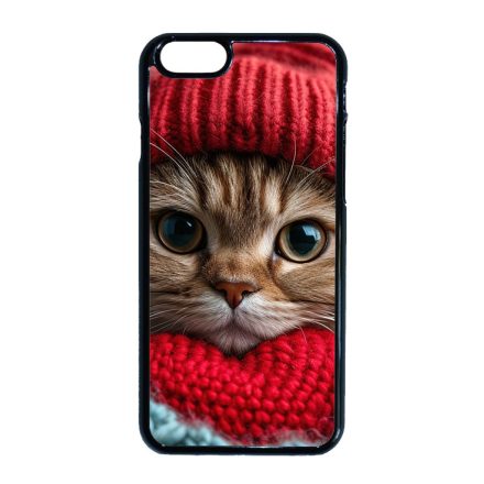 Cuki vörös cica piros sapkában iPhone 6-6s tok