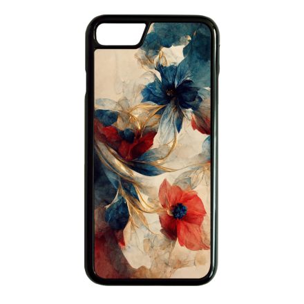 Gyönyörű piros-kék virágos Art iPhone 7 Plus - 8 Plus tok