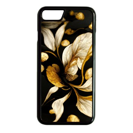 Szépséges fekete-arany virág szatén Art iPhone SE (2020) - iPhone SE (2022) tok