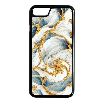 Örvénylő fehér-kék és arany márvány mintás iPhone SE (2020) - iPhone SE (2022) tok