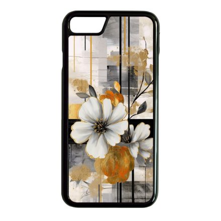 Különleges arany és fehér virágos absztrakt Art iPhone SE (2020) - iPhone SE (2022) tok