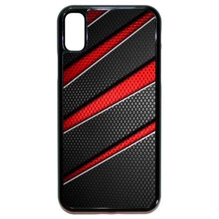 Piros fekete csíkos karbon mintás iPhone X/Xs tok