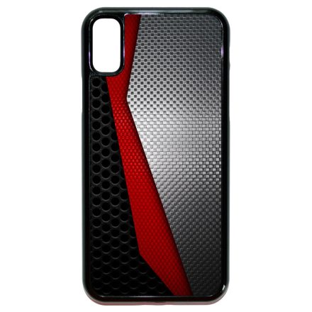 Metál SILVER piros karbon mintás iPhone X/Xs tok