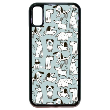 Türkiz aranyos rajzolt kutya mintás iPhone X/Xs tok