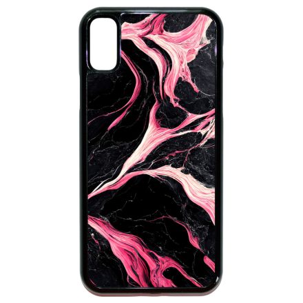 Gyönyörű fekete-pink márvány mintás iPhone X/Xs tok