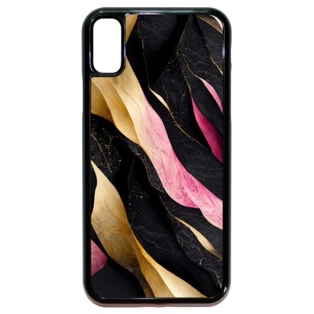 Szépséges fekete-pink és arany márvány mintás iPhone X/Xs tok
