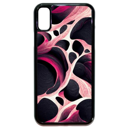 Gyönyörű fekete-fehér és pink márvány mintás iPhone X/Xs tok