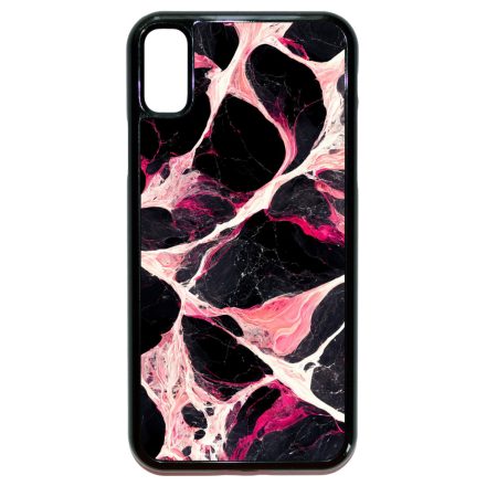 Különleges fekete-fehér és pink márvány mintás iPhone X/Xs tok