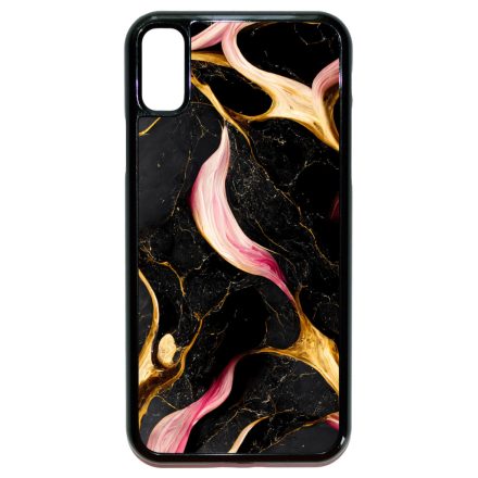 Különleges fekete-pink és arany márvány mintás iPhone X/Xs tok