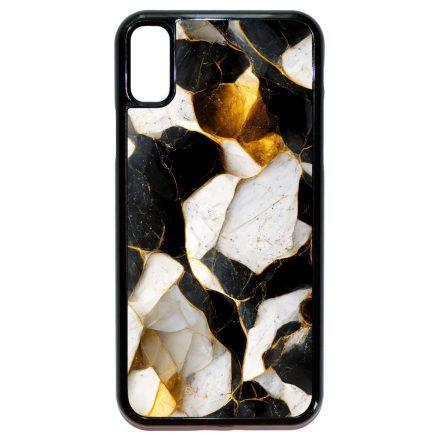 Luxury fekete-fehér és arany márvány mintás iPhone X/Xs tok