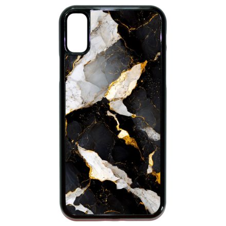 Különleges fekete-fehér és arany márvány mintás iPhone X/Xs tok