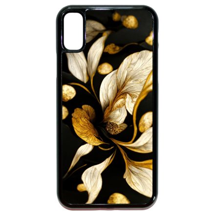 Szépséges fekete-arany virág szatén Art iPhone X/Xs tok