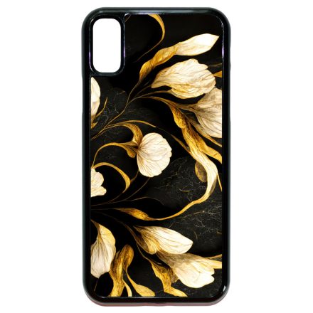 Fekete-arany kála szatén hatású Art iPhone X/Xs tok