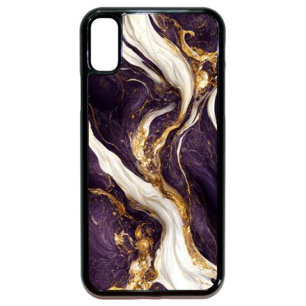 Szépséges lila-fehér és arany márvány mintás  iPhone X/Xs tok