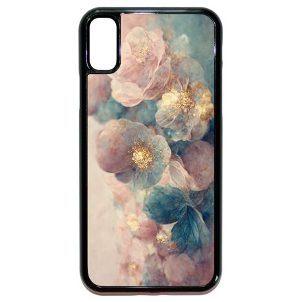 Pasztel rózsaszín és kék virágos Art iPhone X/Xs tok