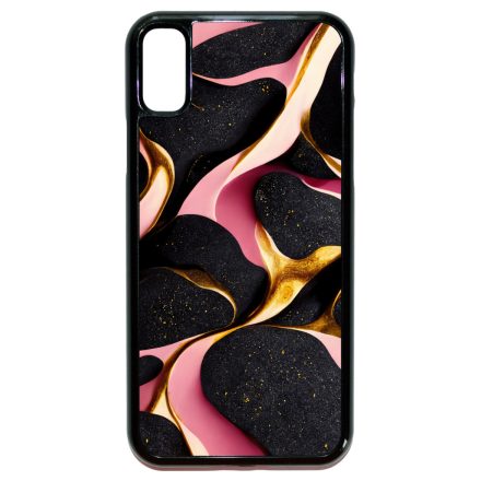 Fekete-Lila és arany mintás Art iPhone X/Xs tok