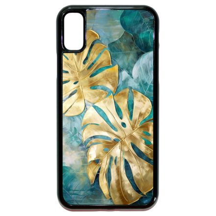 Gyönyörű kék aranyló levelek Art iPhone X/Xs tok