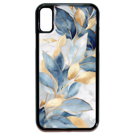 Gyönyörű kék és arany leveles Art iPhone X/Xs tok