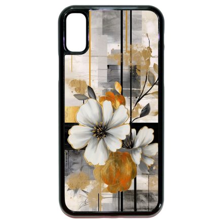 Különleges arany és fehér virágos absztrakt Art iPhone X/Xs tok