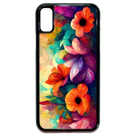 Festett hatású színes virágos Art iPhone X/Xs tok