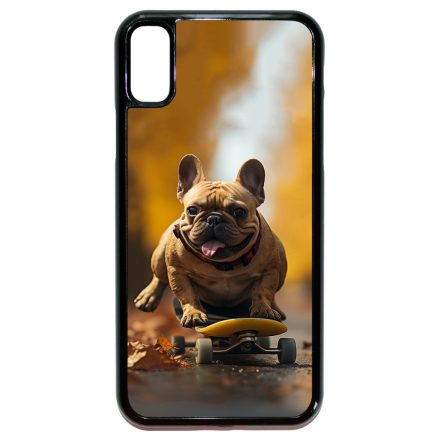 Francia bulldog gördeszkán iPhone X/Xs tok