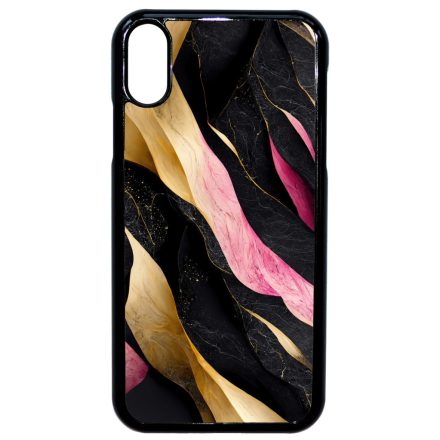 Szépséges fekete-pink és arany márvány mintás iPhone Xr tok