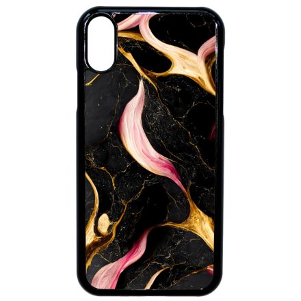 Különleges fekete-pink és arany márvány mintás iPhone Xr tok