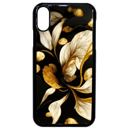 Szépséges fekete-arany virág szatén Art iPhone Xr tok