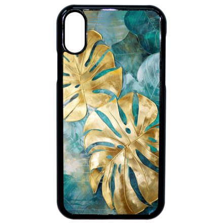 Gyönyörű kék aranyló levelek Art iPhone Xr tok