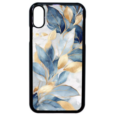 Gyönyörű kék és arany leveles Art iPhone Xr tok