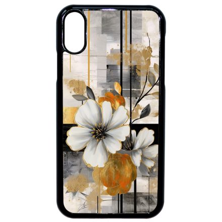 Különleges arany és fehér virágos absztrakt Art iPhone Xr tok