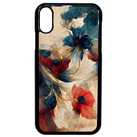Gyönyörű piros-kék virágos Art iPhone Xr tok