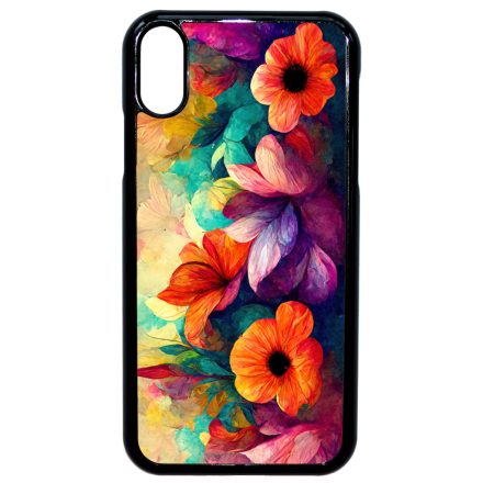 Festett hatású színes virágos Art iPhone Xr tok