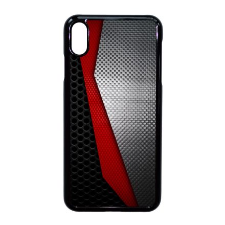 Metál SILVER piros karbon mintás iPhone Xs Max tok