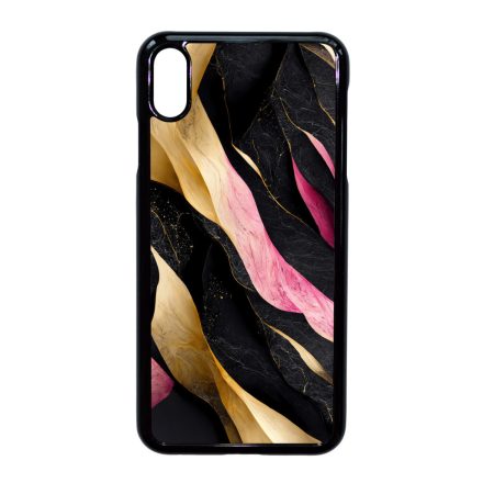 Szépséges fekete-pink és arany márvány mintás iPhone Xs Max tok