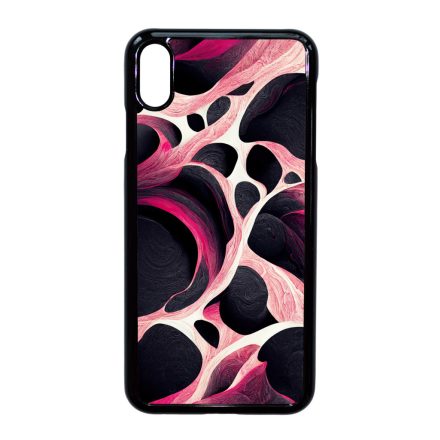 Gyönyörű fekete-fehér és pink márvány mintás iPhone Xs Max tok