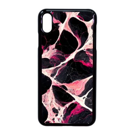Különleges fekete-fehér és pink márvány mintás iPhone Xs Max tok