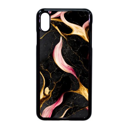 Különleges fekete-pink és arany márvány mintás iPhone Xs Max tok