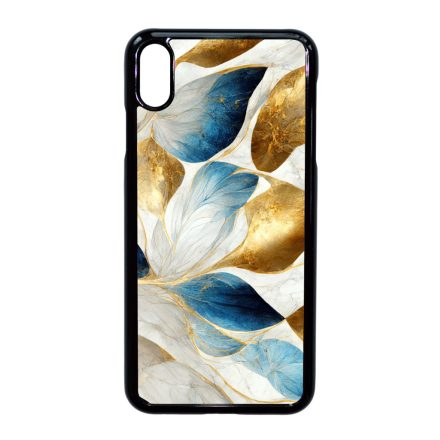 Csodaszép fehér-arany leveles márvány mintás iPhone Xs Max tok