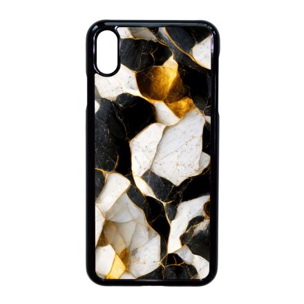 Luxury fekete-fehér és arany márvány mintás iPhone Xs Max tok