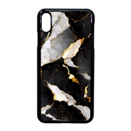 Különleges fekete-fehér és arany márvány mintás iPhone Xs Max tok