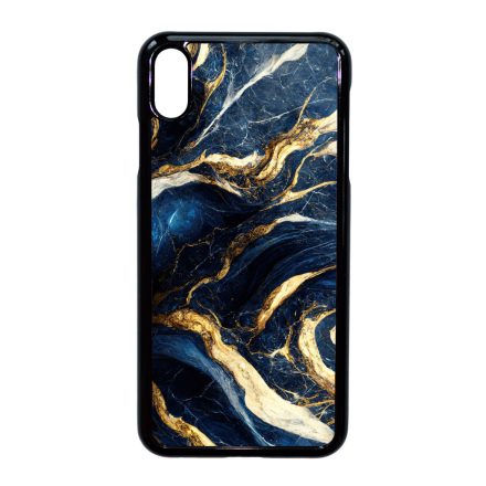 Gyönyörű kék és arany márvány mintás iPhone Xs Max tok