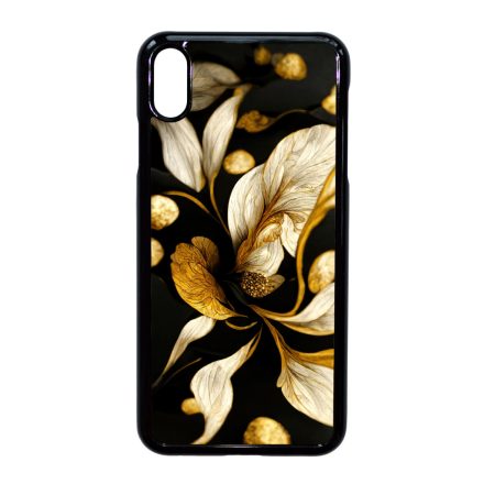 Szépséges fekete-arany virág szatén Art iPhone Xs Max tok